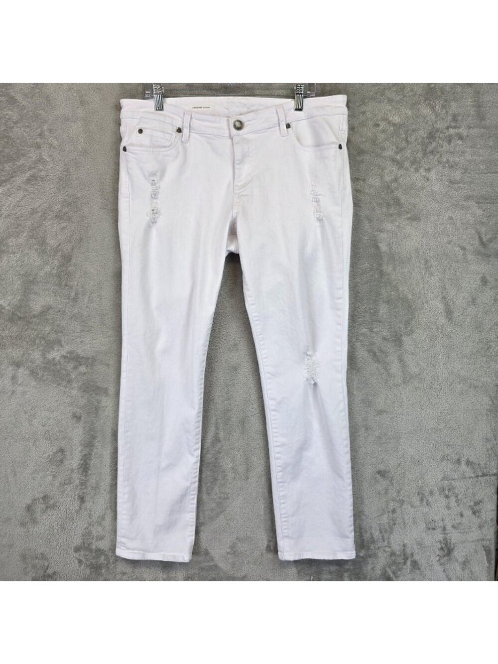 KUT From The Kloth Catherine Boyfriend Jeans Womens 14 White Distressed Stretch